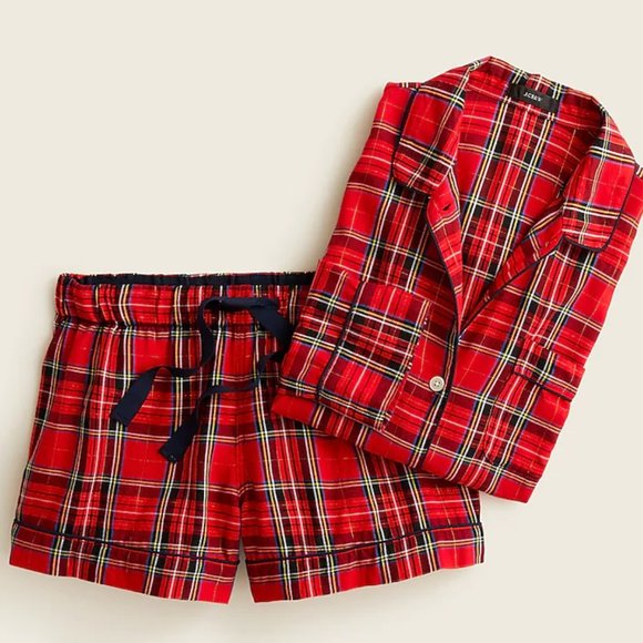 J CREW Good Tidings Plaid Flannel Pajama Short Set M $98 - Picture 4 of 4